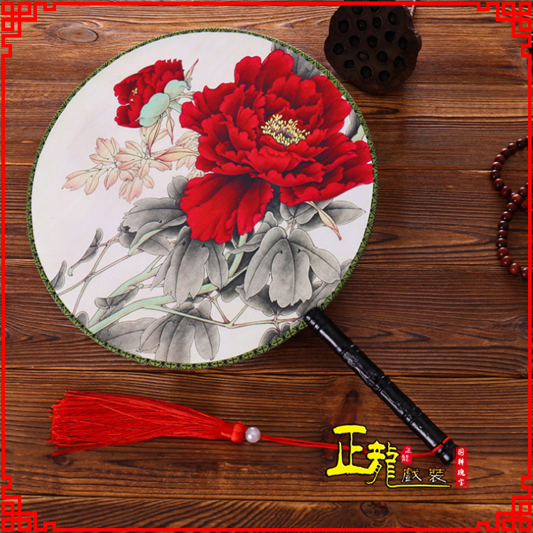 阿合奇古典中国风团扇空白扇跳舞蹈扇 真丝宫扇
