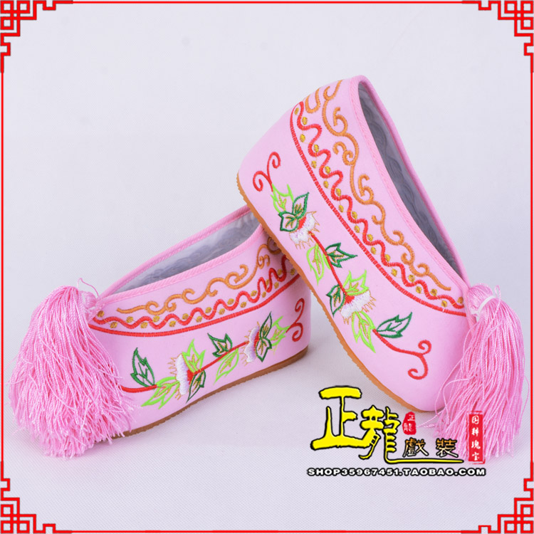 阿合奇花旦鞋女绣花彩鞋 舒适款草花内高彩鞋