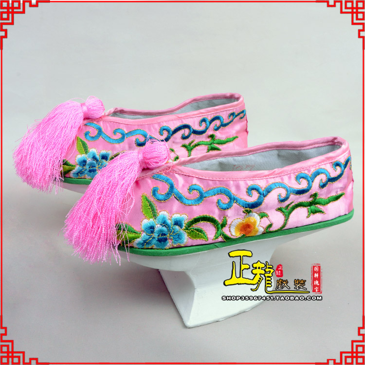 阿合奇京越剧戏鞋花盆底清朝皇后贵妃宫女花盆底 旗鞋