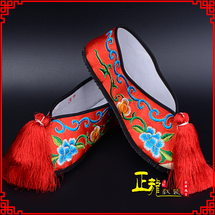 阿合奇京剧越剧戏曲彩鞋花旦绣花 普平底彩鞋