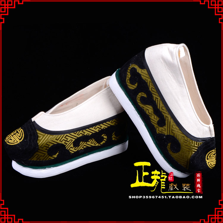 阿合奇戏鞋方口鞋老生鞋老旦鞋三义斋纸底内高福字履